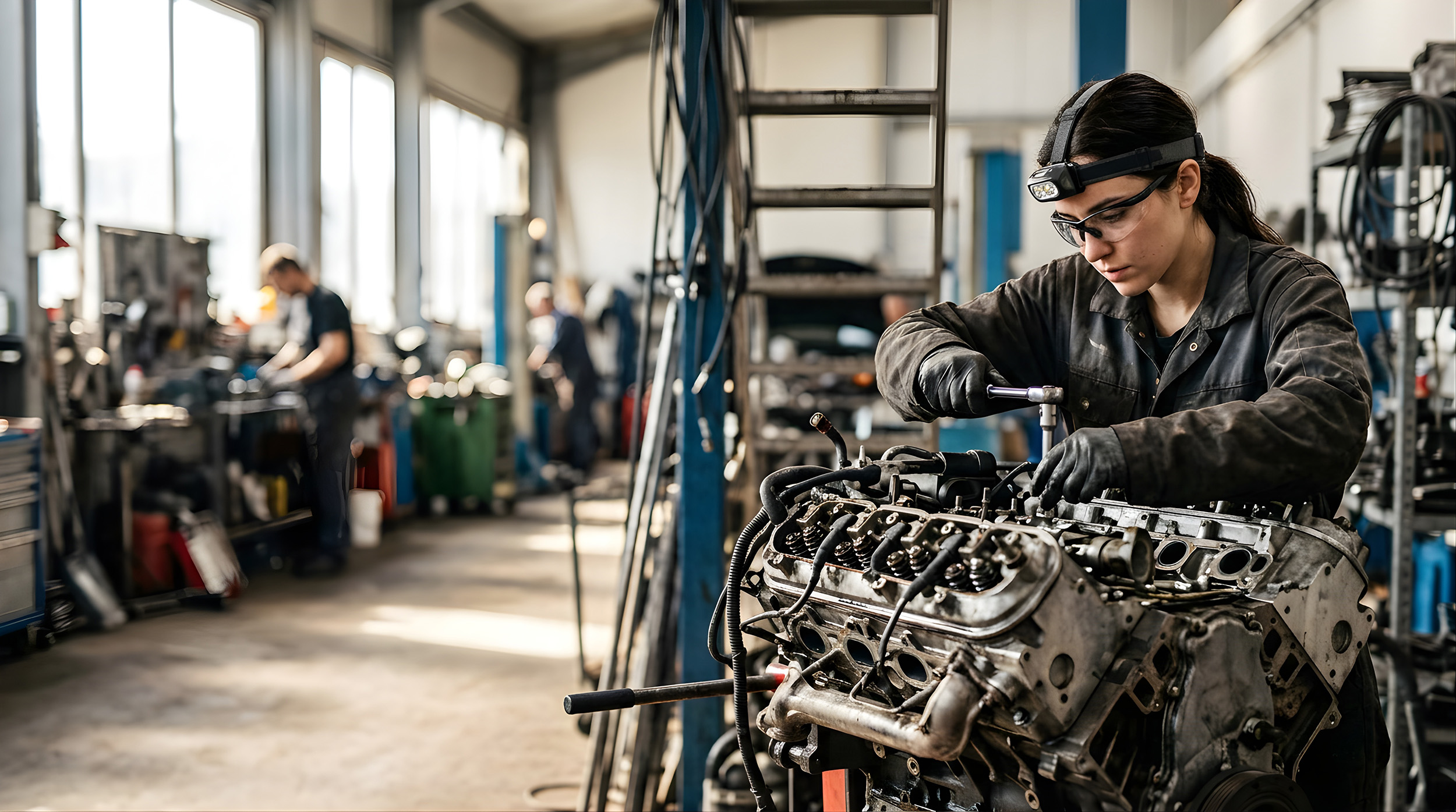 Young Woman working on engine - Dave & Doris Lea Scholarship Wexford-Missaukee Career Technical Center Scholarship