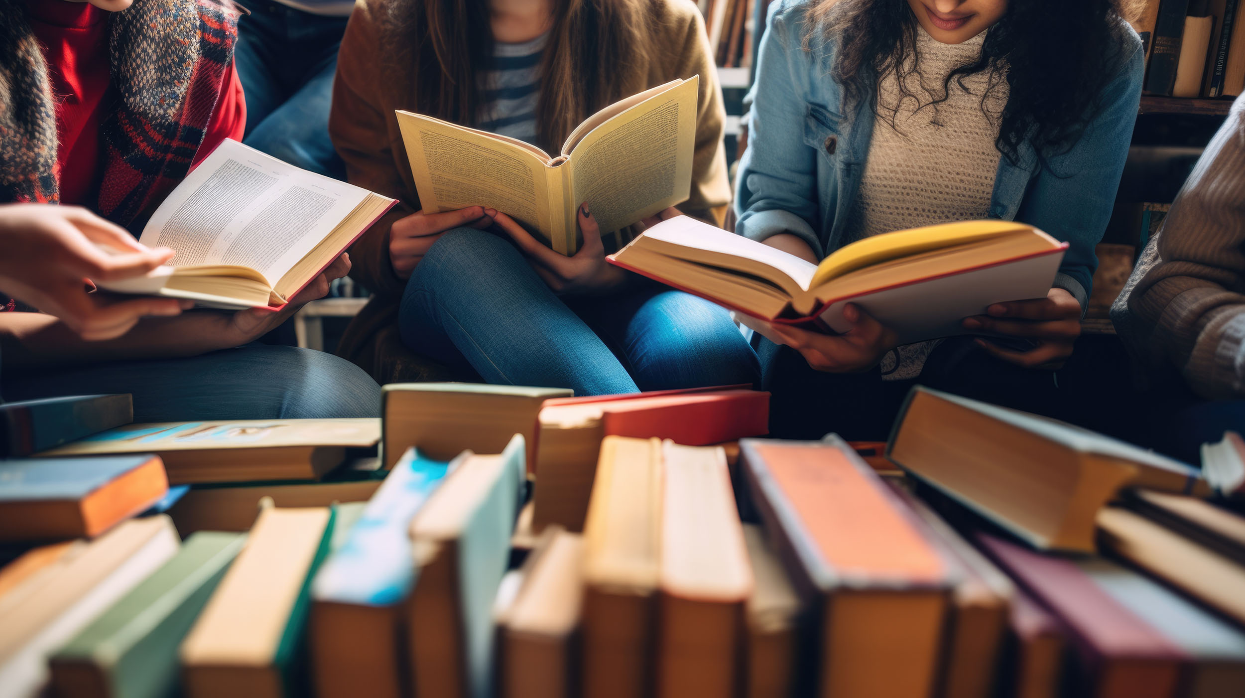 A group of friends reading books together - Sue Westhauser Memorial Scholarship